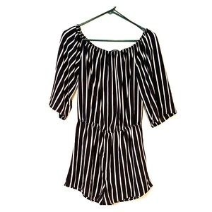 Striped off the shoulder romper
